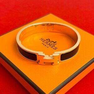 Hermes Click H Bracelet Bangle Accessory Gold Black 28150